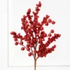 20" Red Glitter Berry Spray