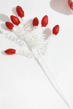 20.5” Red Glitter Christmas Light Bulbs Spray