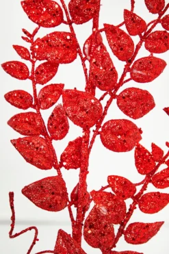 35" Red Glitter/Mica Later Fern Spray