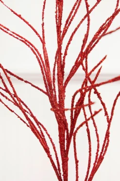 45" Red Glitter Willow Spray