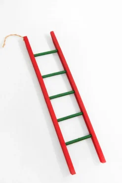 16" Red & Green Wood Ladder Ornament