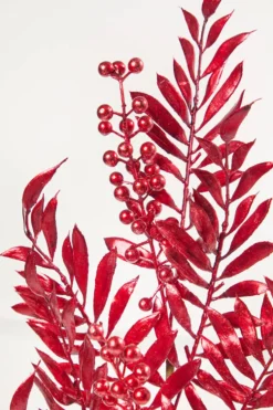 30" Red Metallic Pepperberry Stem