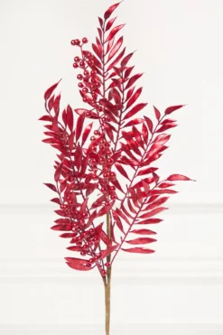 30" Red Metallic Pepperberry Stem