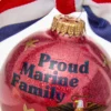 3.25" Red "Proud Marine Family" with Ribbon Glass Ball Ornament