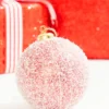 4" Red Snow Stripe Ball Ornament