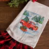 Red Truck Buffalo Plaid Ruffle Tea Towel