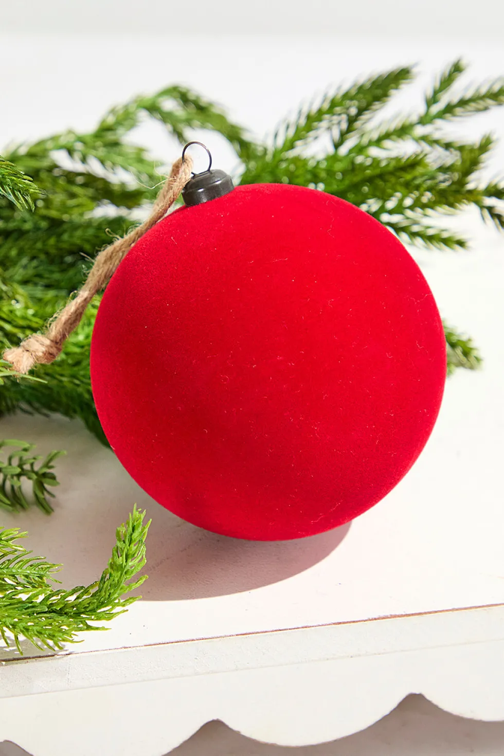 4" Red Velvet Flocked Ornament