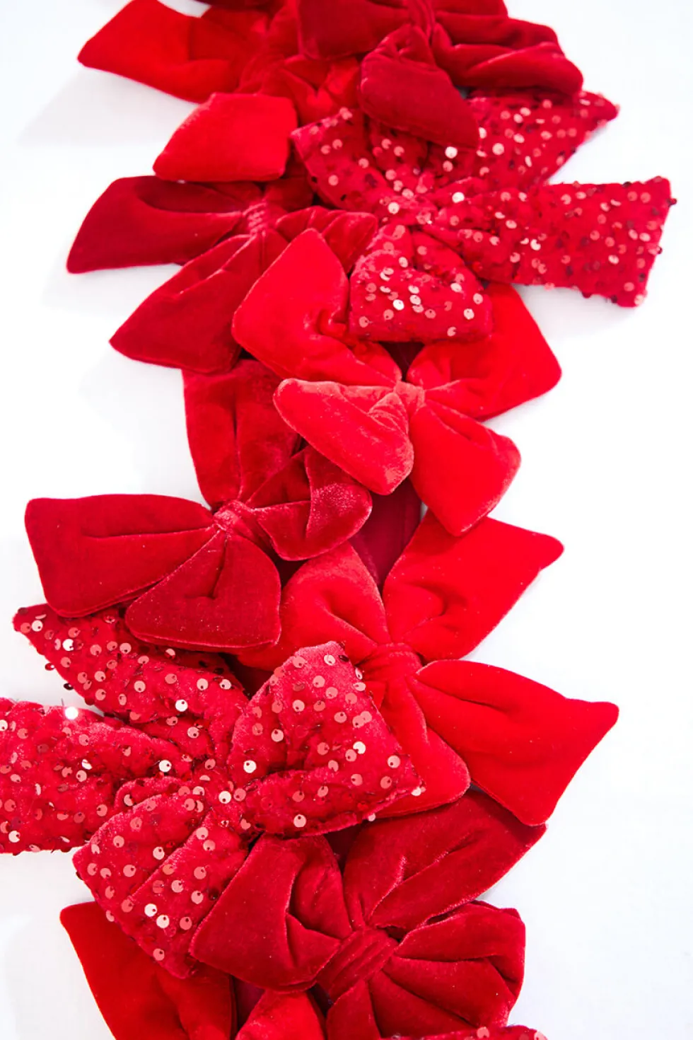 48" Red Velvet Sequin Bow Garland