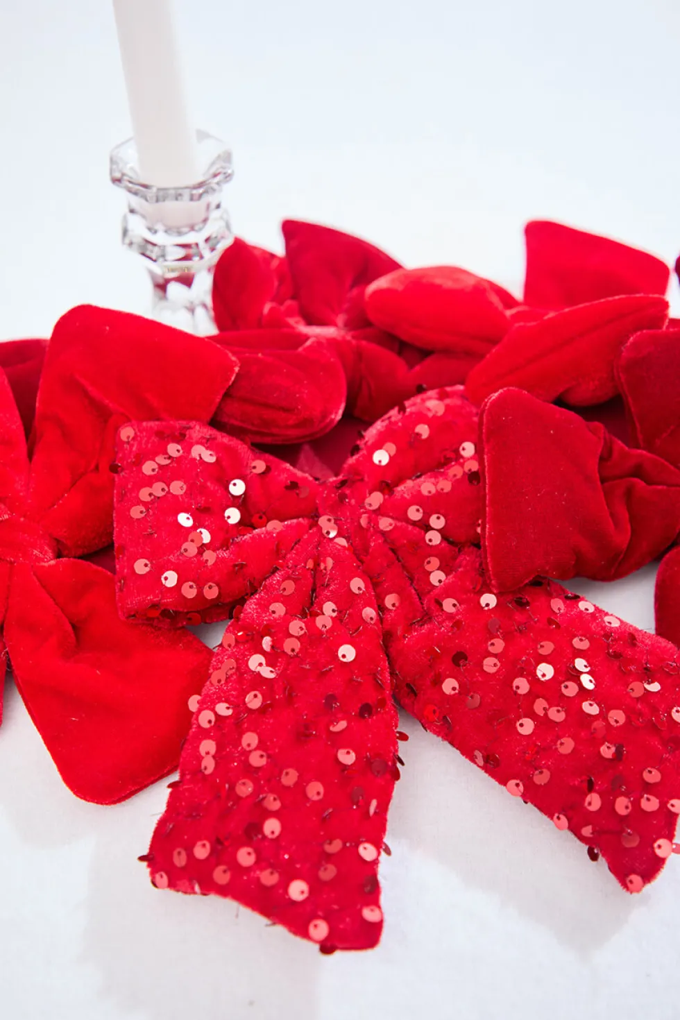 48" Red Velvet Sequin Bow Garland