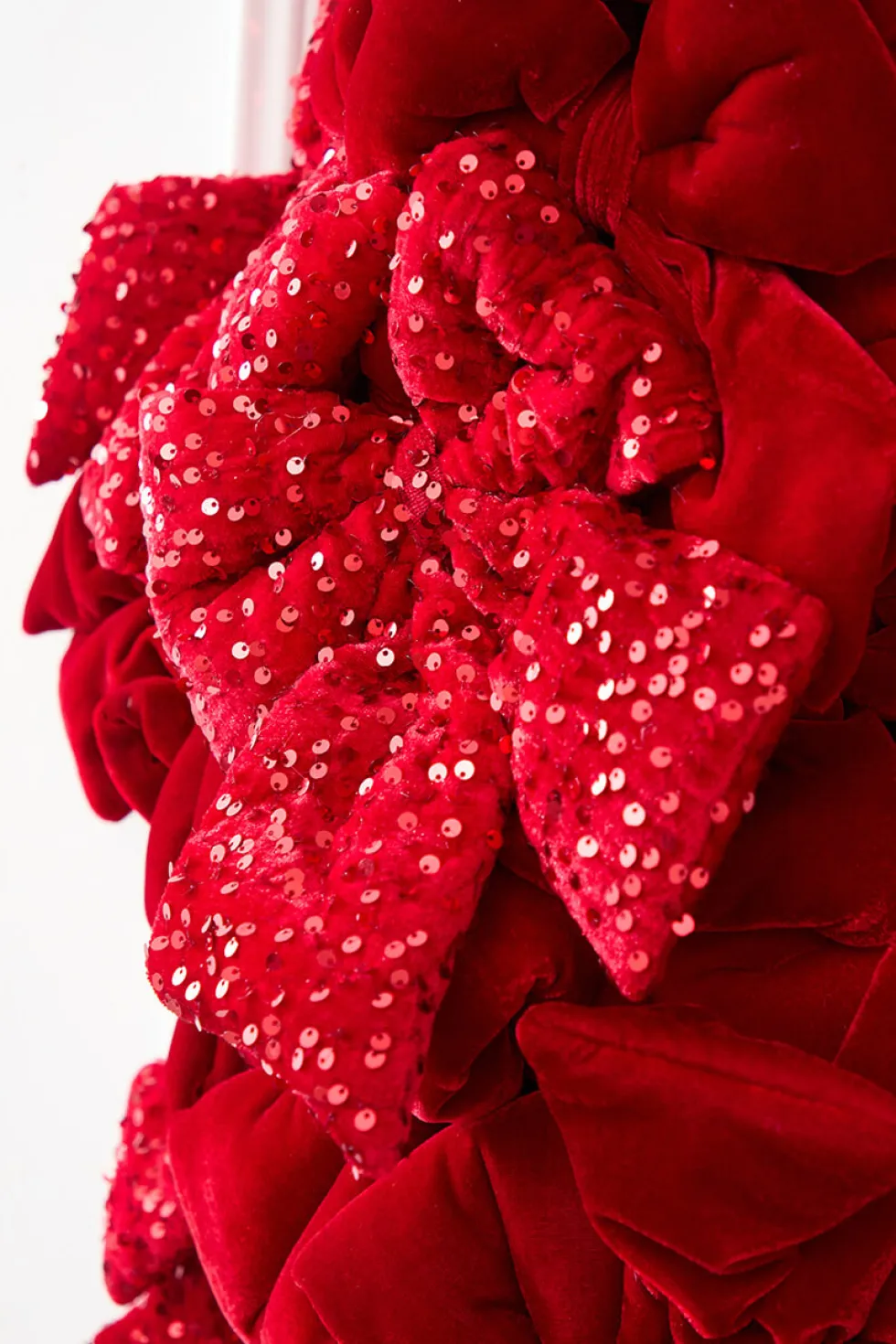 42" Red Velvet Sequin Bow Wreath