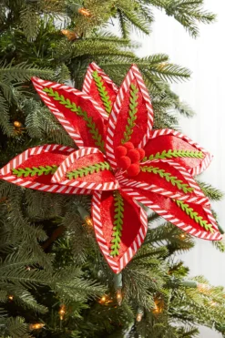 22" Red, White and Green Velvet Stem