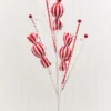 32" Red & White Candy Glitter Grass Spray