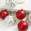 5" Red/White Christmas Ball Ornaments - Set of 6