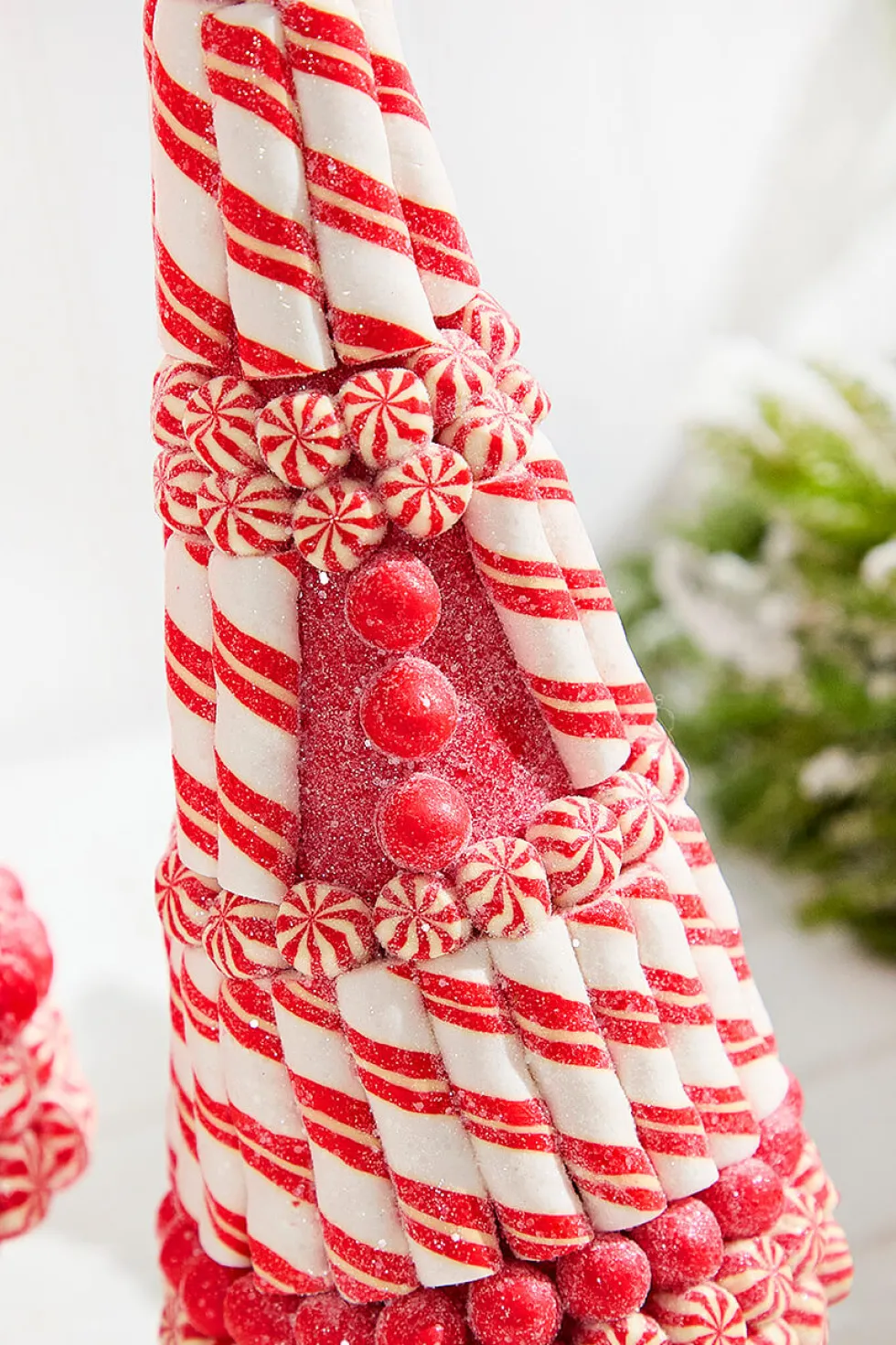 Red & White Clay Dough Candy Tree - Set Of 2