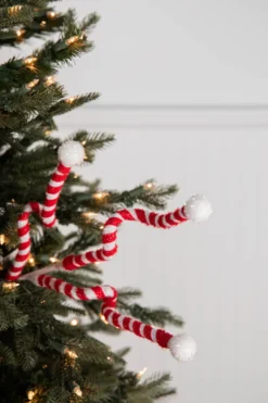 24” Red & White Curly Stem with Ball