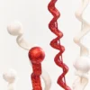 33" Red & White Glitter Curly Spray