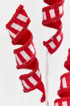 28" Red & White Stripe Curly Spray