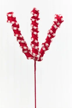 25.5" Red & White Twist Ribbon Spray