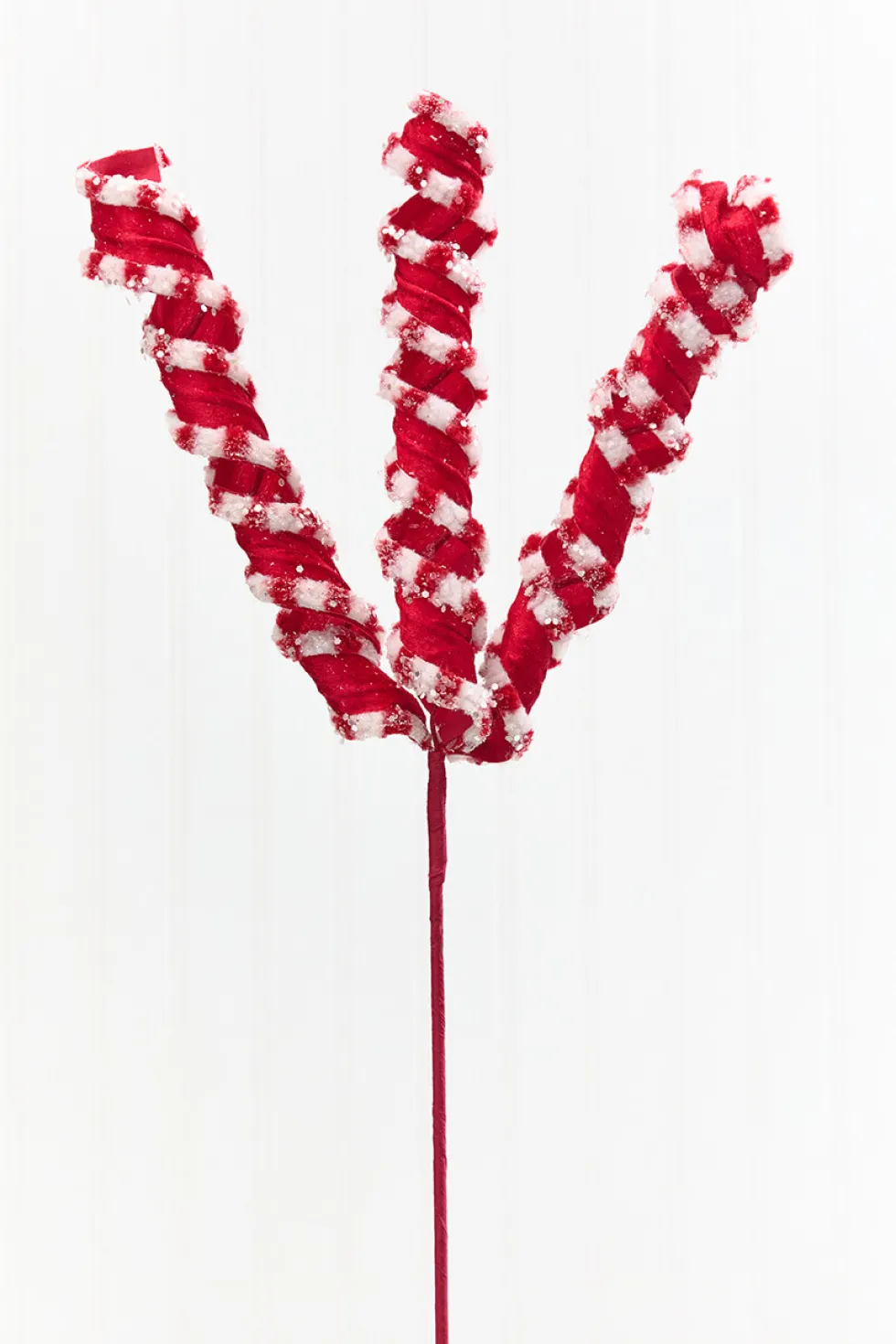 25.5" Red & White Twist Ribbon Spray