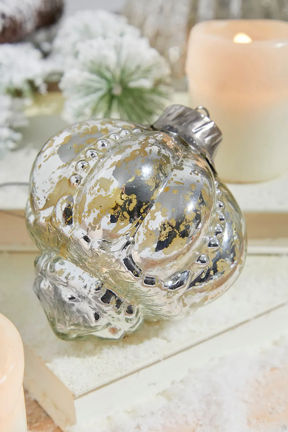 4.5" Regal Beaded Elizabethan Mercury Glass Ornament