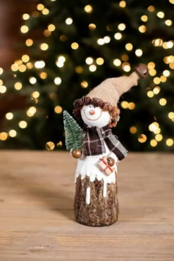 Resin Burlap Hat Snowman