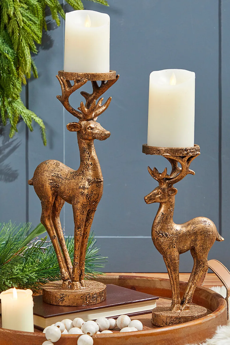 12" Resin Deer Candle Holder