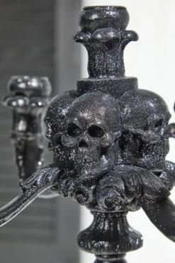 14" Resin Skull Candelabra Halloween Decoration