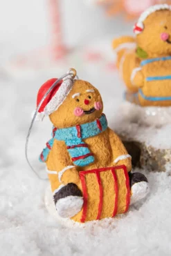 4” Resin Sledding Gingerbread Man Ornament