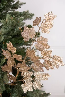 32” Rose Gold Glitter Leaf Stem