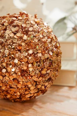 4" Rose Gold Sequins & Jewels Ball Ornament
