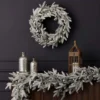 9' Royal Oaks Flocked Plug-In Garland with Warm White LED Lights