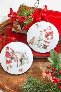 5.75” Santa and Animal Disc Ornament
