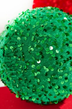 6" Sequin Ball Ornament - Green