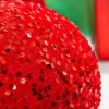 8" Sequin Ball Ornament - Red