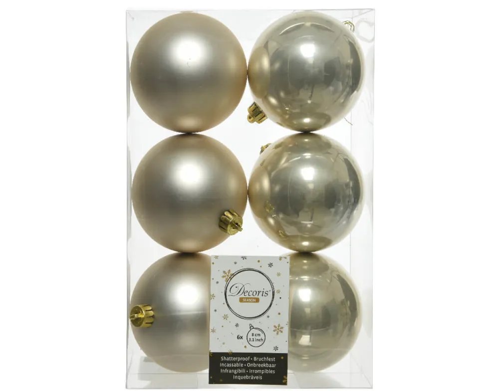 3.1” Shiny/Matte Pearl Shatterproof Ornaments - Set of 6