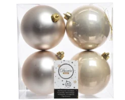 3.9” Shiny/Matte Pearl Shatterproof Ornaments - Set of 4