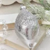 4" - 4.5" Silver Beaded Glass Ornament