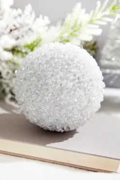 4" Silver Crystal Ball Ornament