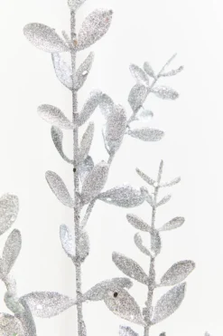 30" Silver Glitter Eucalyptus Spray