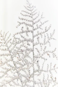 35" Silver Glitter Fern Spray