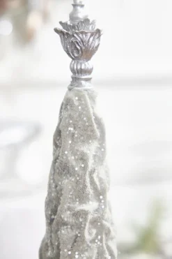 19" Silver Gray Flocked Resin Tree