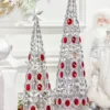 24" Silver Red Wire Tree
