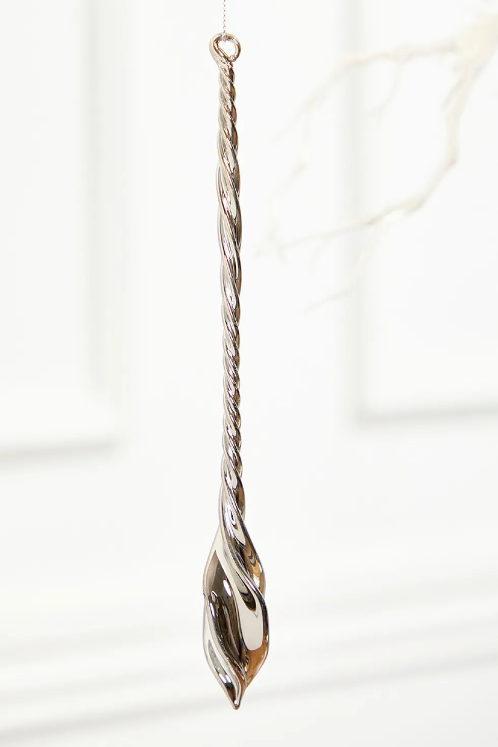 9" Slate Gray Drop Glass Ornament