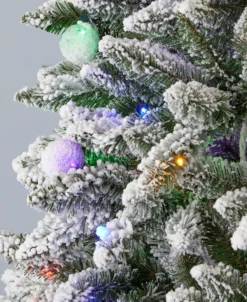 6' Slim Snow Kissed Pine Tree with 200 Multicolor LED Lights