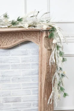 5' Snow Cedar Pine Starburst Ball Grass Garland