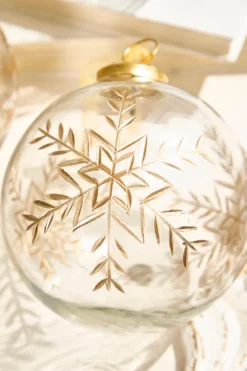 5" Snowflake Glass Ornament-