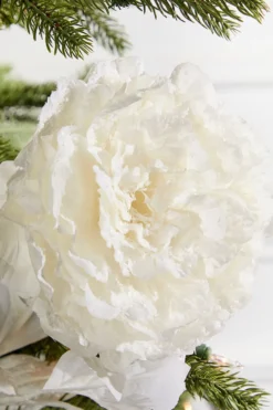 27” Snowy Peony Spray