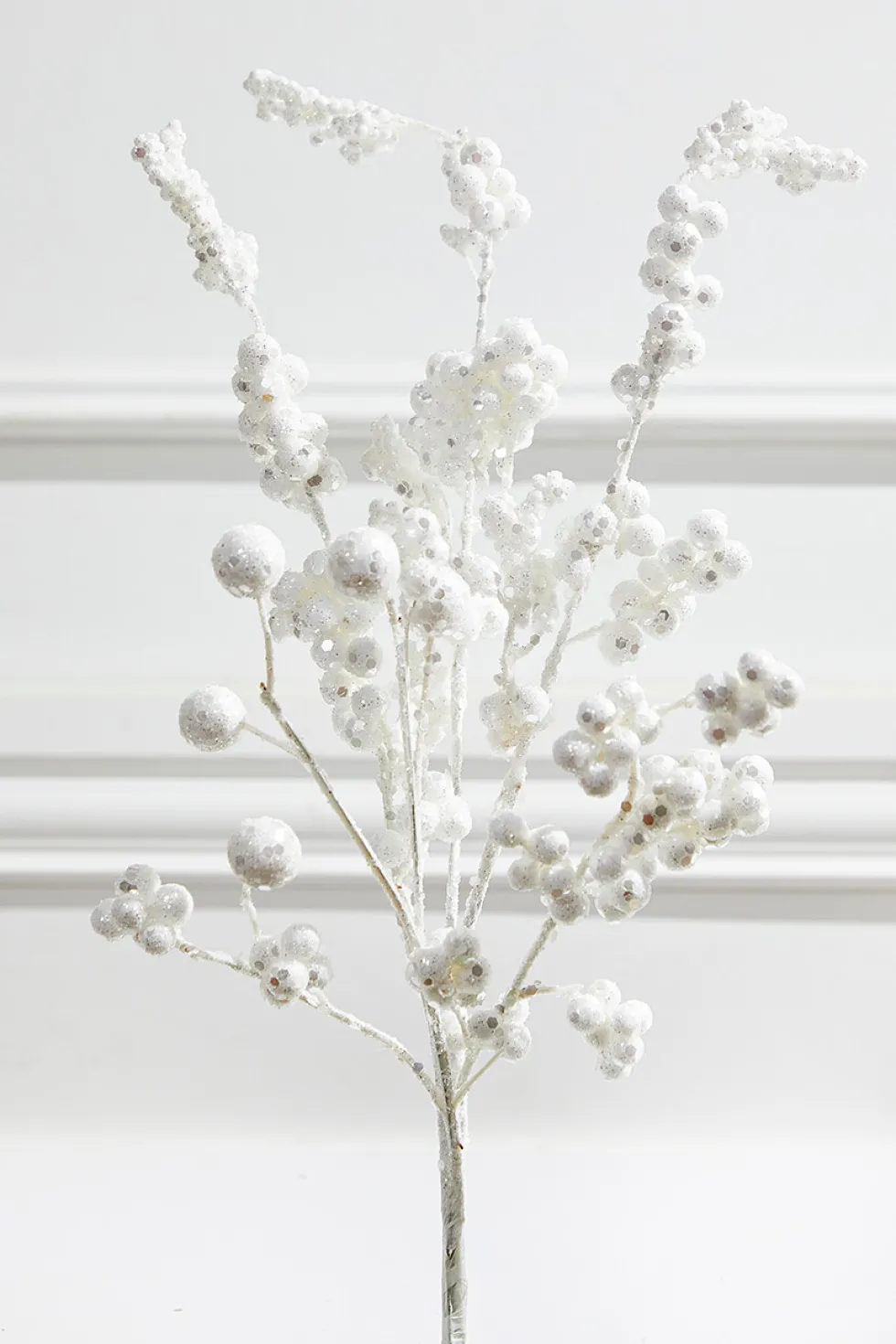 18” Snowy White Glitter Dew Berry Christmas Spray