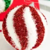 4.5" Sparkle Swirl Candy Cane Ball Ornament