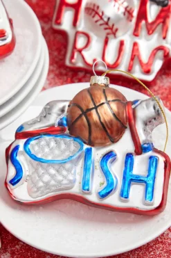 4” Sports Ball Glass Ornament - Basketball